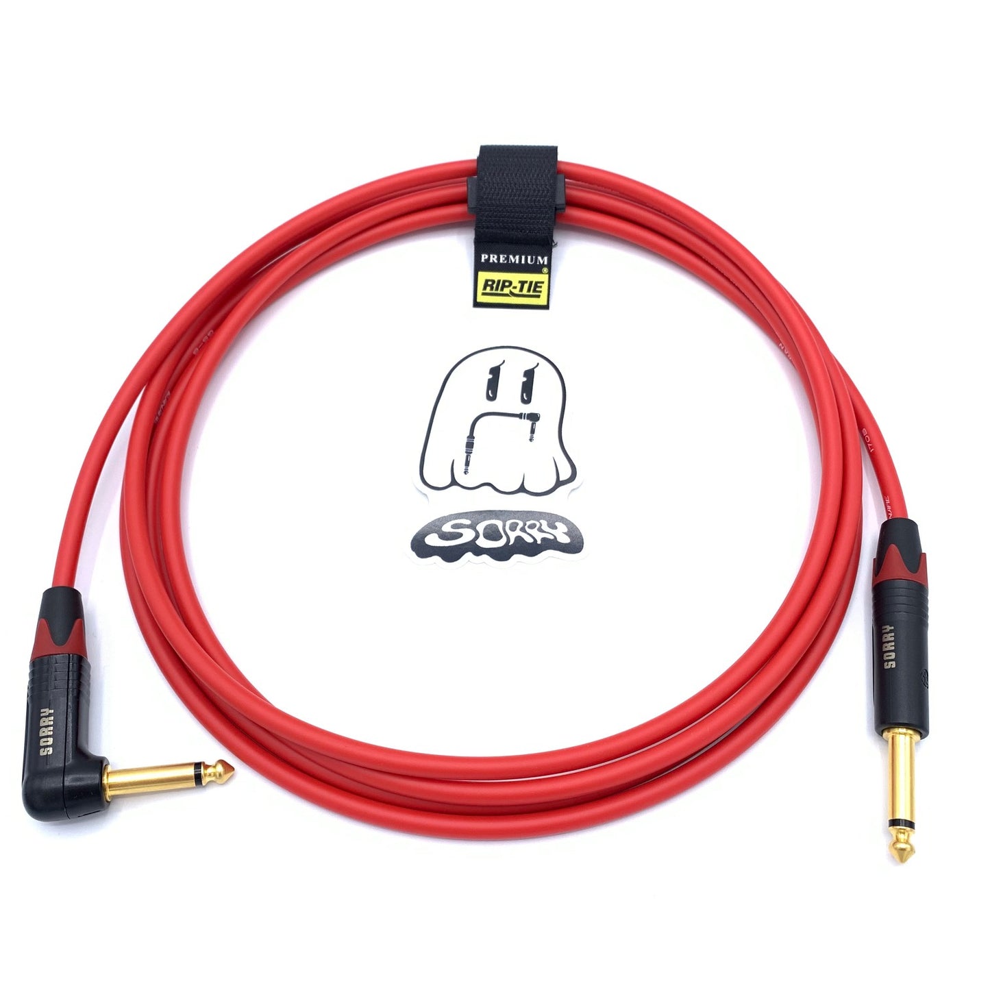 SORRY Straight to Right Angle Guitar / Instrument Cable - RED