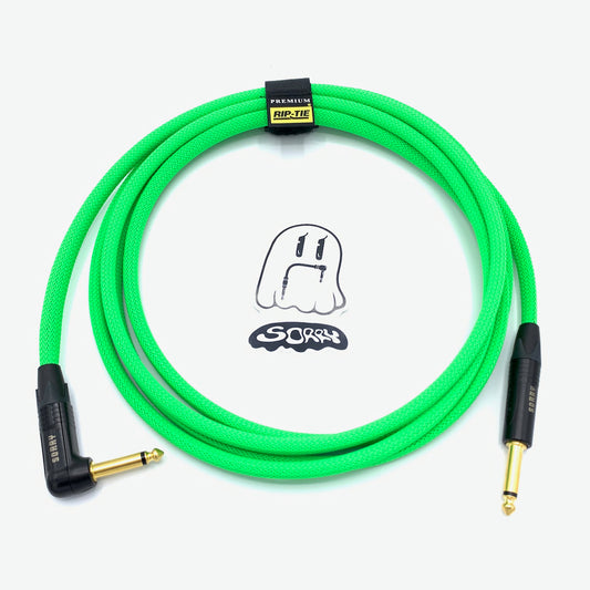 SORRY Straight to Right Angle Guitar / Instrument Cable - NEON GREEN
