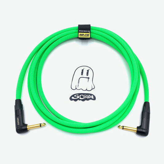 SORRY Right Angle to Right Angle Guitar / Instrument Cable - NEON GREEN