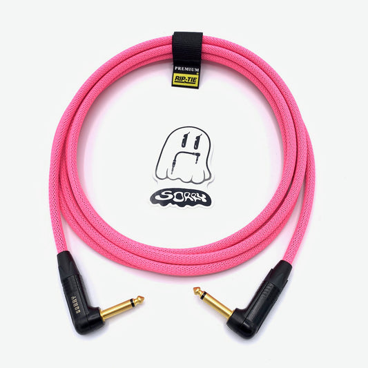 SORRY Right Angle to Right Angle Guitar / Instrument Cable - NEON PINK