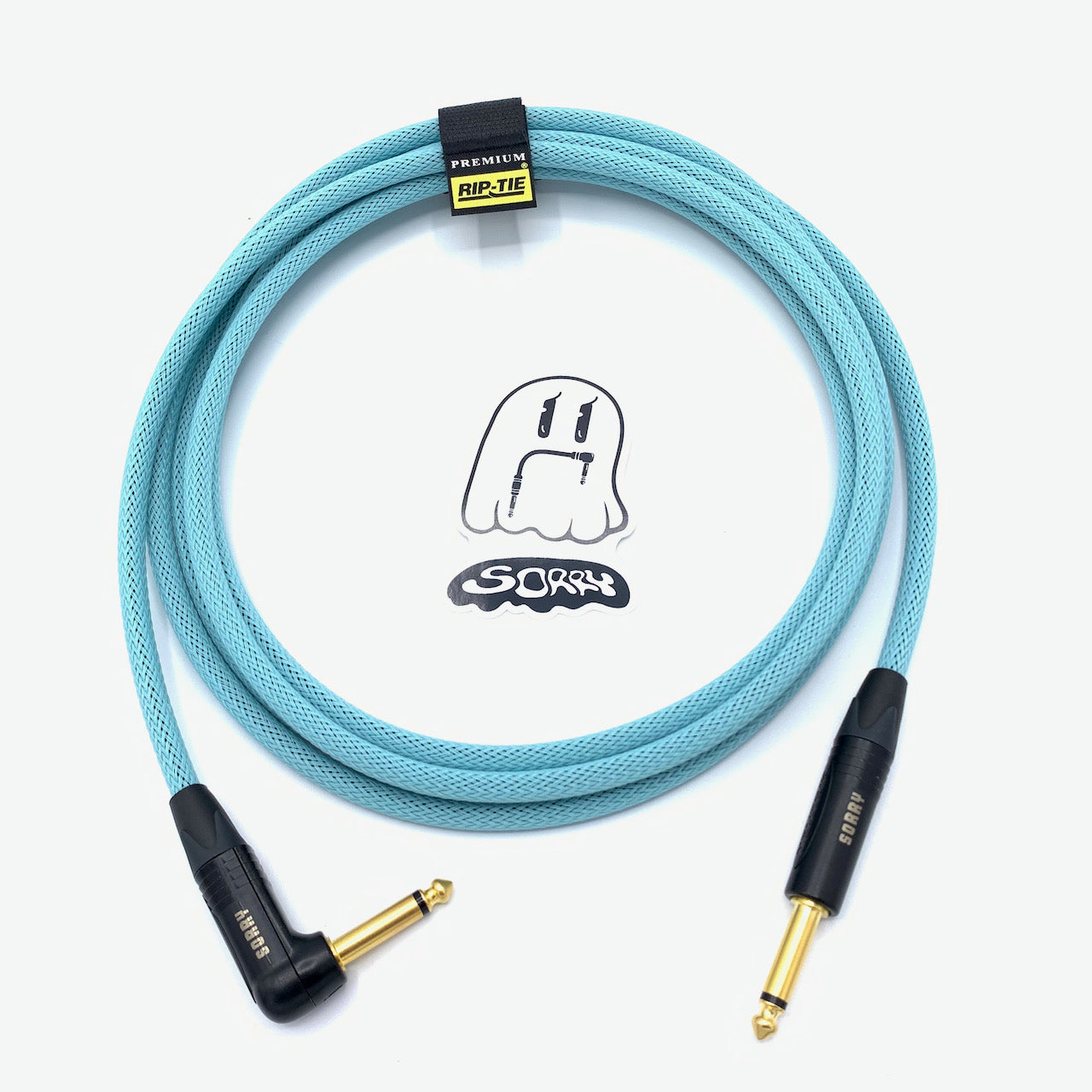 SORRY Straight to Right Angle Guitar / Instrument Cable - AQUA BLUE