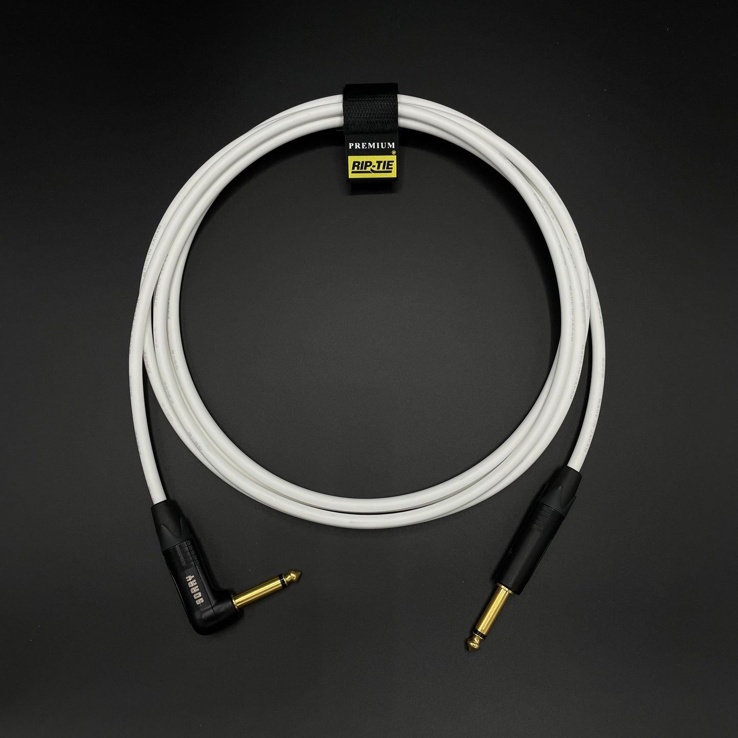 SORRY Straight to Right Angle Guitar / Instrument Cable - WHITE
