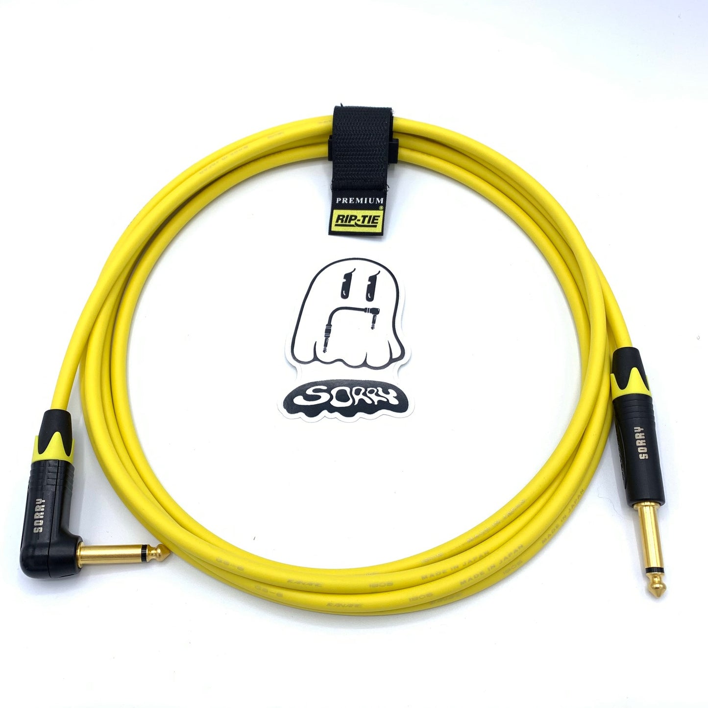 SORRY Straight to Right Angle Guitar / Instrument Cable - Standard Yellow