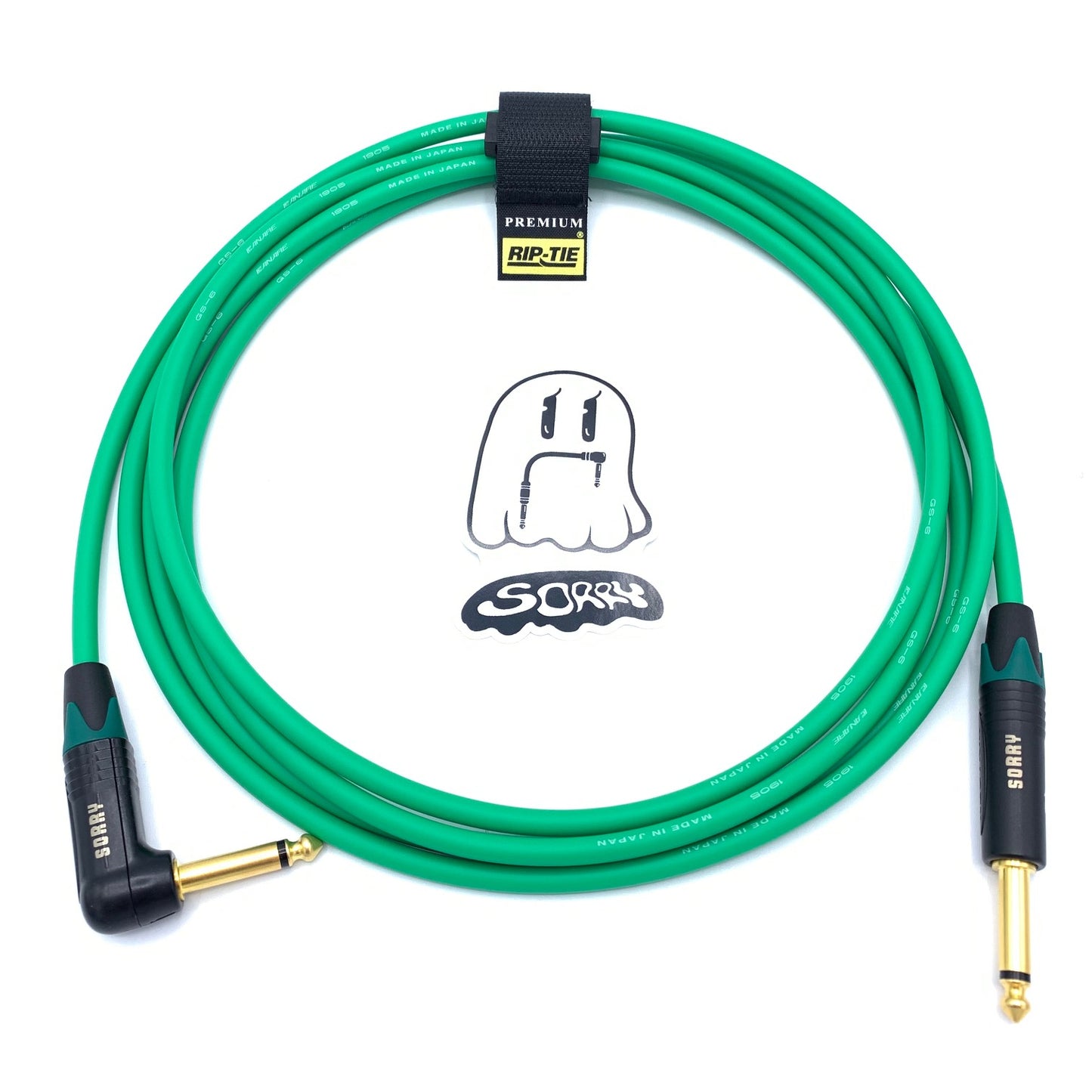 SORRY Straight to Right Angle Guitar / Instrument Cable - Standard Green