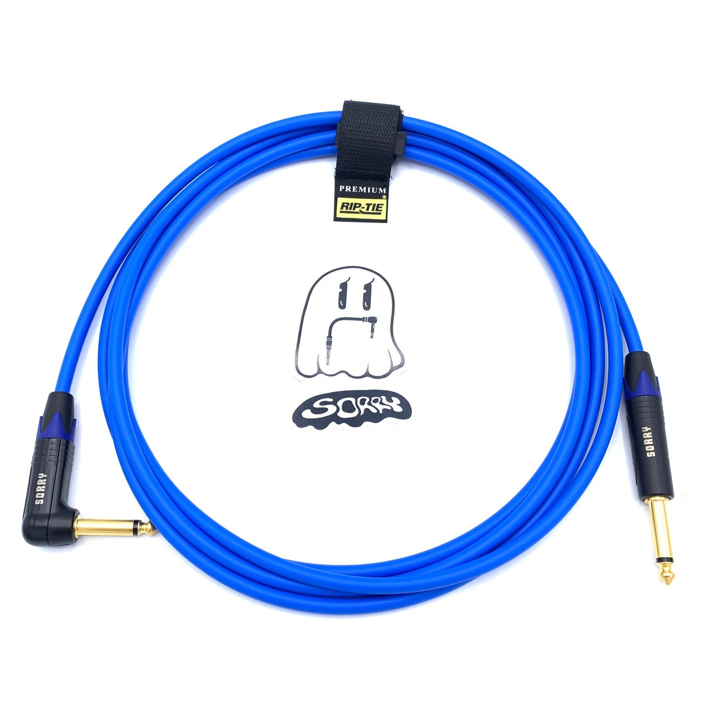 SORRY Straight to Right Angle Guitar / Instrument Cable - Standard Blue
