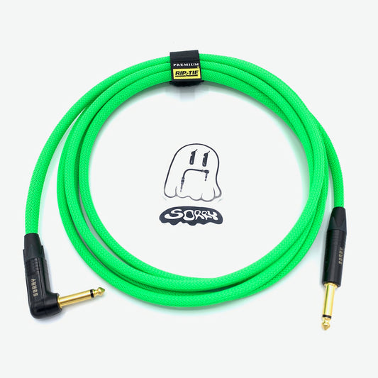 SORRY Straight to Right Angle Guitar / Instrument Cable - Neon Green