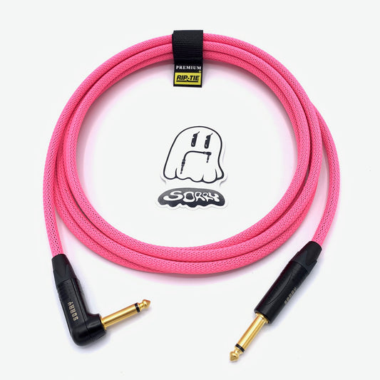 SORRY Straight to Right Angle Guitar / Instrument Cable - Neon Pink