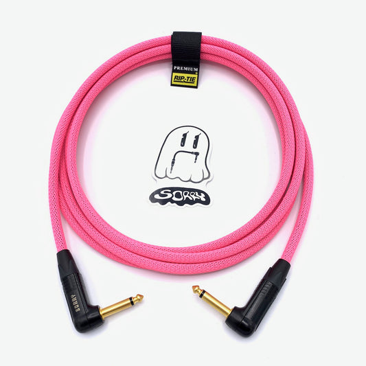 SORRY Right Angle to Right Angle Guitar / Instrument Cable - Neon Pink