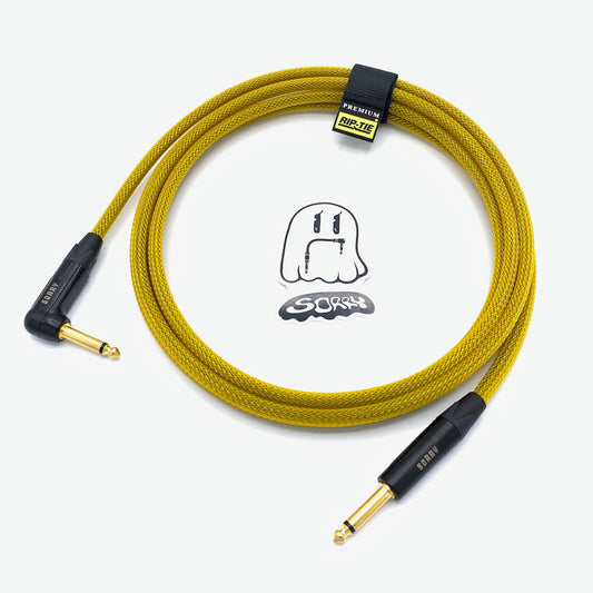 SORRY Straight to Right Angle Guitar / Instrument Cable - Yellow Gold