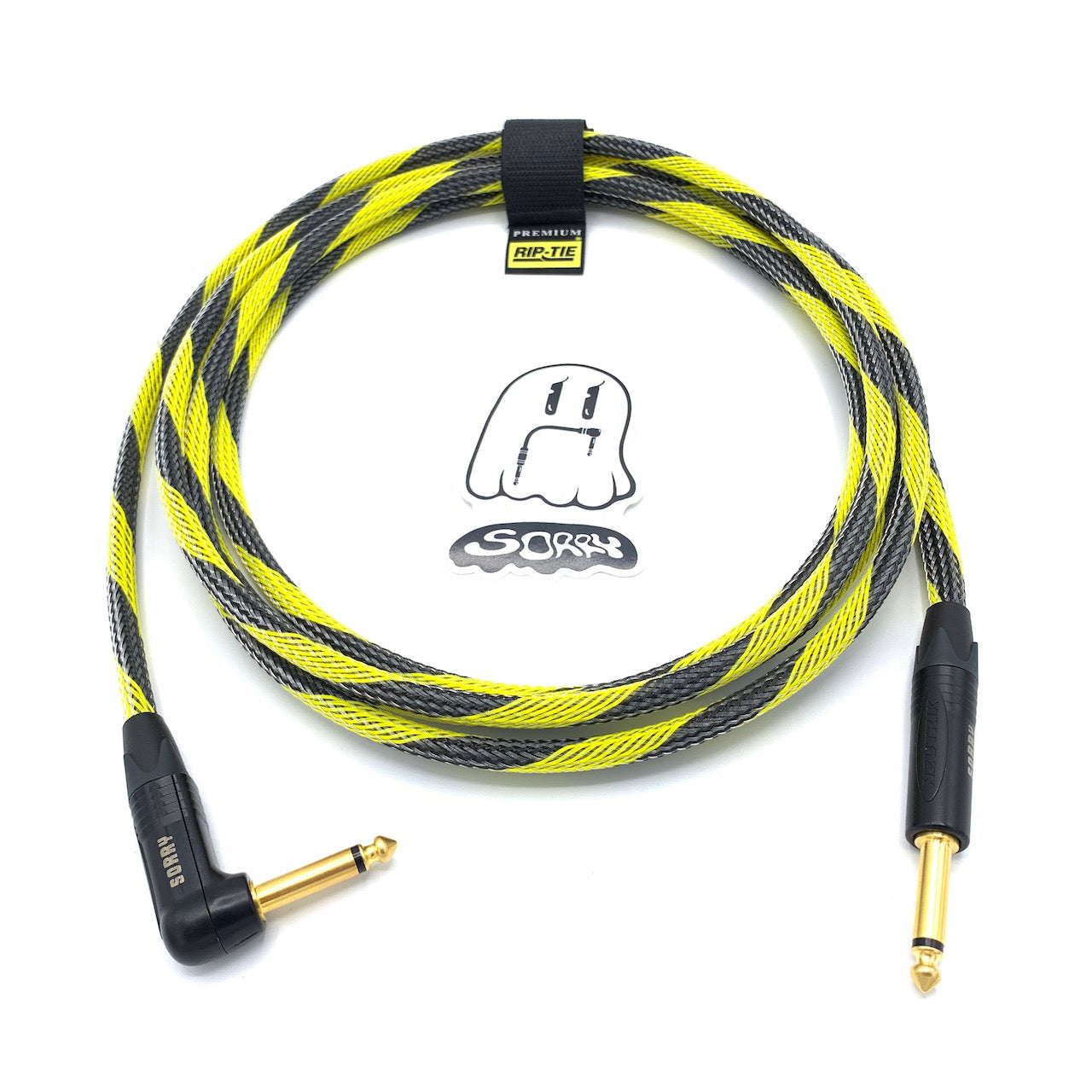 SORRY Straight to Right Angle Guitar / Instrument Cable - Bumble Bee