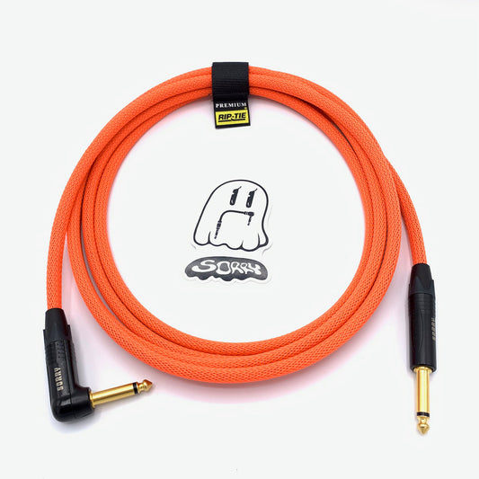 SORRY Straight to Right Angle Guitar / Instrument Cable - Neon Red