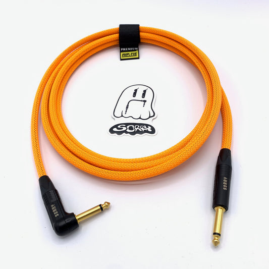 SORRY Straight to Right Angle Guitar / Instrument Cable - Neon Orange